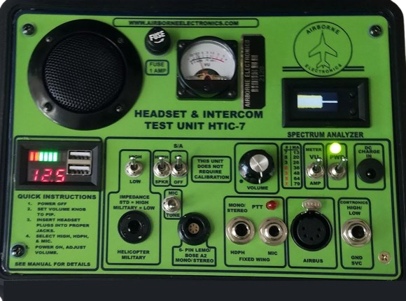 HTIC-7 多機能フライトライン テスト セット ヘッドセット ヘルメット &amp; インターコム テスター (スペクトラム アナライザーと USB/パワー メーター付き)